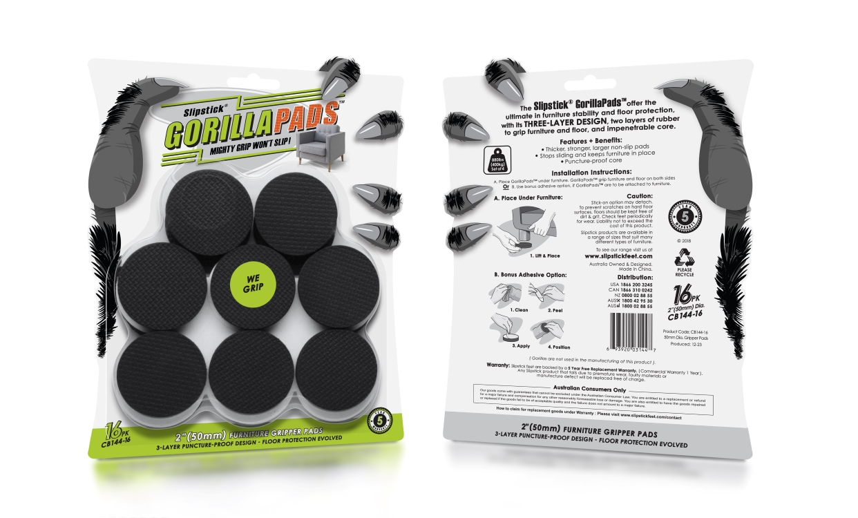 CB144 16 GorillaPads Blister Card  187x240 FrontBack Dec23