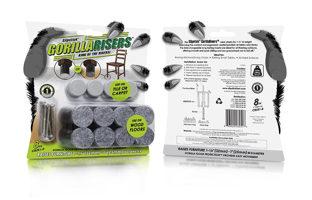 CB251 8 Gorilla Risers Blister Card New 160x177 FrontBack