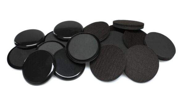 Name: Set of 16 – 3-1/2” (89mm) Plastic & Felt Furniture Sliders, Black/Brown – CB13-1-6 - Image 3