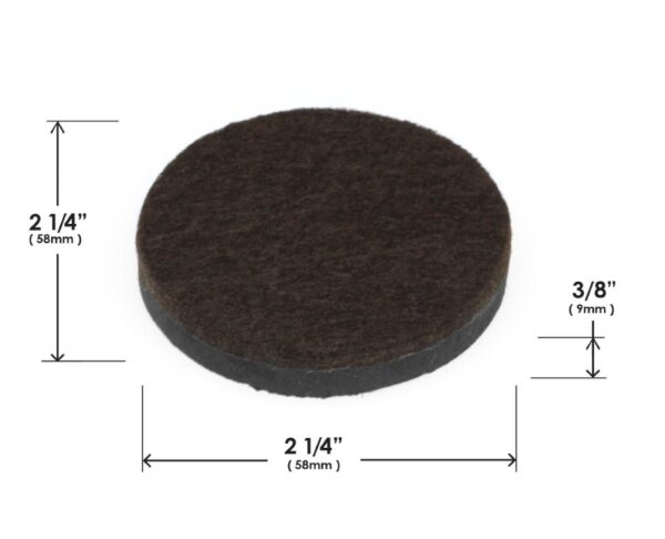 Set of Set of 16 – 2-1/4” (58mm) Felt Furniture Sliders, Brown – CB135 - Image 5