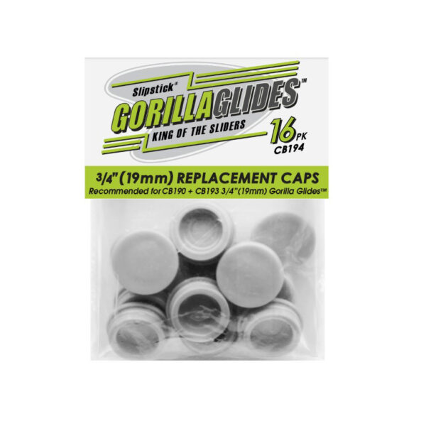 Set of 16, 3/4” (19mm) Gorilla Glide Replacement Caps, Grey – CB194