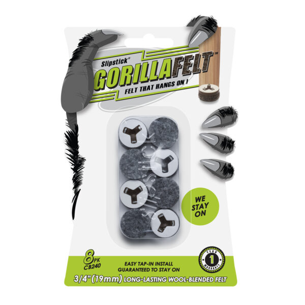 Set of 8, 3/4” (19mm) Tap-in Felt Feet, Brown/Grey – CB240